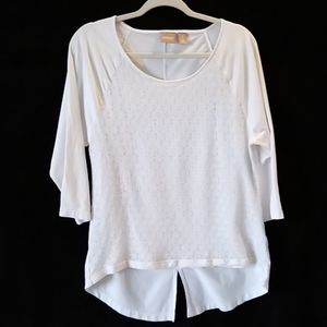 ♥️Chico's 3 Split Back, White Lace Front Blouse